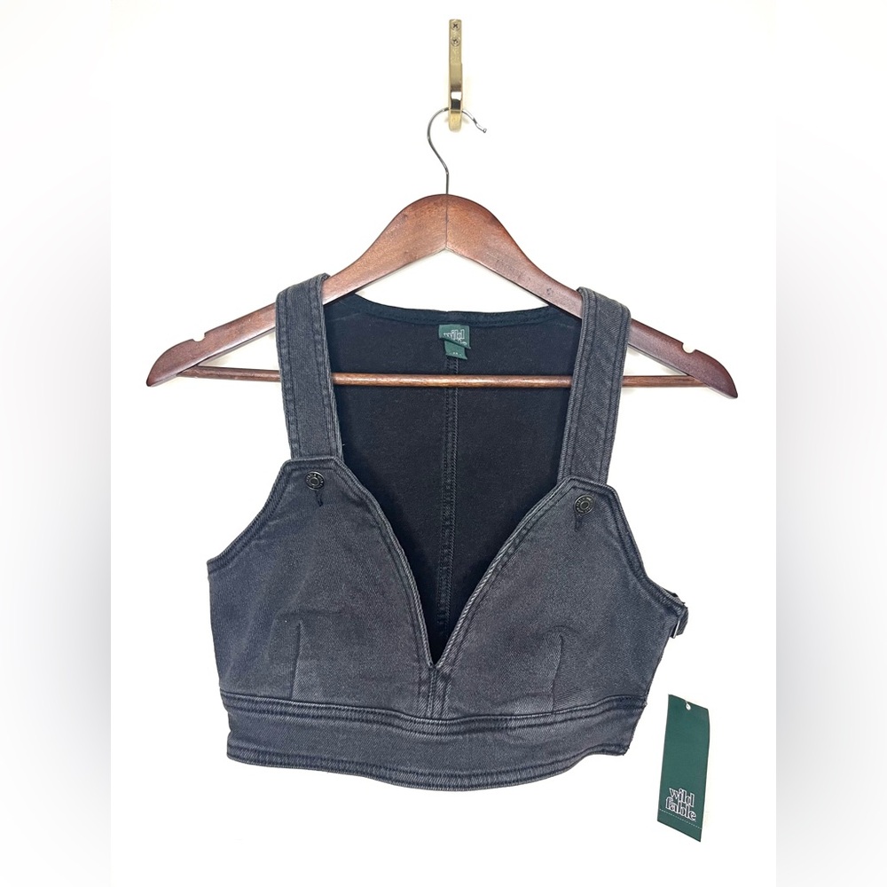 WILD FABLE Denim Cropped Black‎ Denim Vest NWT | XS
